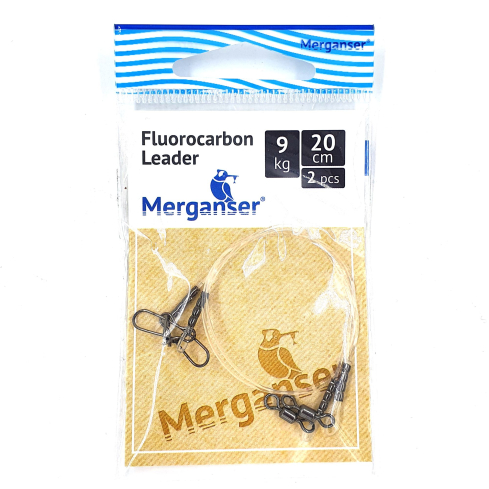 Поводок Merganser флюорокарбоновый, 9 кг, 20 см, 2 шт