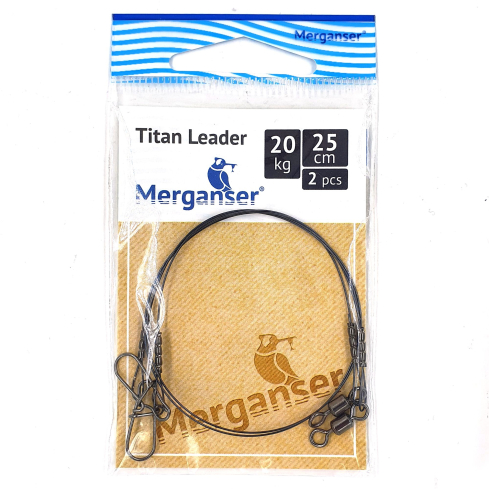 Поводок Merganser титановый, 20 кг, 25 см, 2 шт