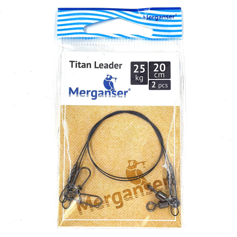 Поводок Merganser титановый, 25 кг, 20 см, 2 шт