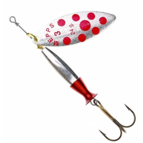 Mepps AGLIA LONG HEAVY-3 24g Silver/Red Dots-Silver/Red