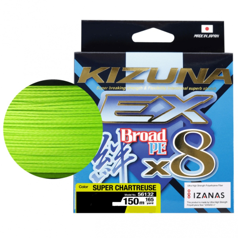 Kalastusnöör Kizuna PE EX X8 Super Chartreuse 0,10mm 150m