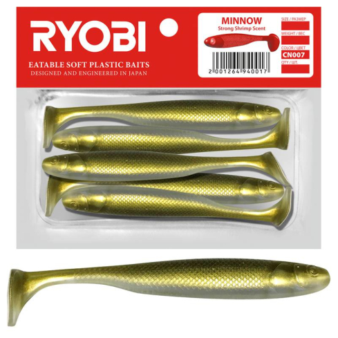 Soft lure Scented Ryobi Minnow 76mm CN007 5pcs