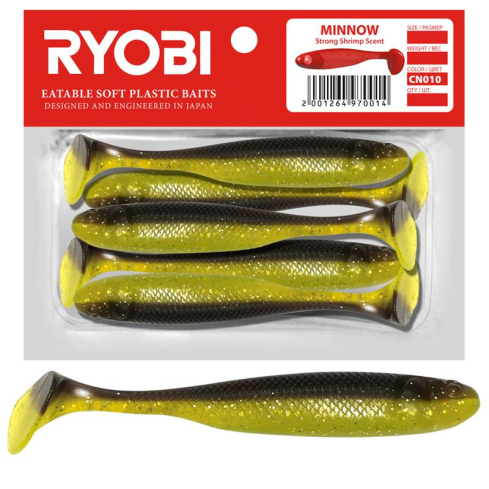 Soft lure Scented Ryobi Minnow 76mm CN010 5pcs
