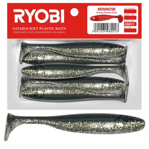 Soft lure Scented Ryobi Minnow 76mm CN011 5pcs