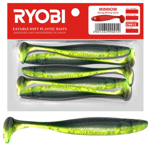 Soft lure Scented Ryobi Minnow 76mm CN012 5pcs